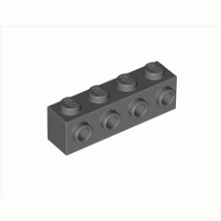 Тухличка 1X4 с 4 пъпки: {тъмно каменно сив}