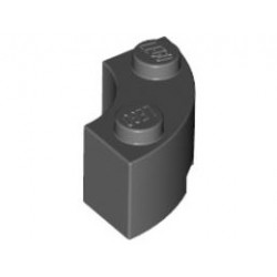 Brick, Round Corner 2 x 2 Macaroni with Stud Notch: {тъмно каменно сив}