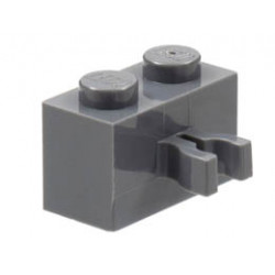 Brick, Modified 1 x 2 with Split U Clip Thick (Vertical Grip): {тъмно каменно сив}