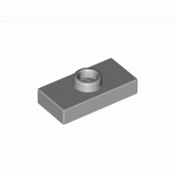 Плочка 1X2 с 1 пъпка, (a) без жлеб (джъмпер): {умерено каменно сив}