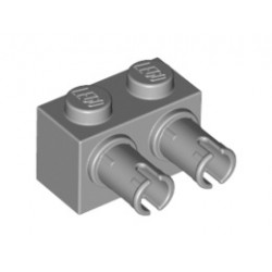 Тухличка 1х2 с двойна щракалка : {умерено каменно сив}