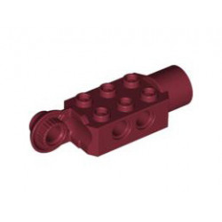 Technic, Brick Modified 2 x 3 with Pin Holes, Rotation Joint Ball Half (Vertical Side), Rotation Joint Socket: {нов тъмно червен}