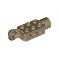 Technic, Brick Modified 2 x 3 with Pin Holes, Rotation Joint Ball Half (Vertical Side), Rotation Joint Socket: {пясъчно жълт}