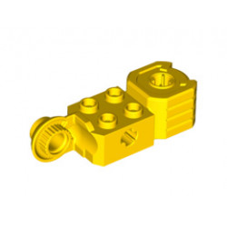 Technic, Brick Modified 2 x 2 with Axle Hole, Rotation Joint Ball Half (Vertical Side), Vertical Axle Hole End (Fist): {ярко жълт}