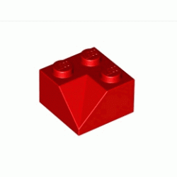 Ъглова тухличка 2X2/45° отвътре : {ярко червен}
