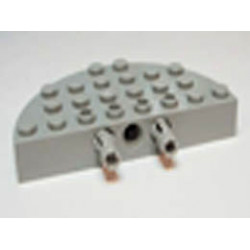 Brick, Round Corner 4 x 8 Full Brick Double with 2 Fixed Rotatable Friction Pins: {умерено каменно сив}