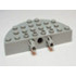 Brick, Round Corner 4 x 8 Full Brick Double with 2 Fixed Rotatable Friction Pins: {умерено каменно сив}