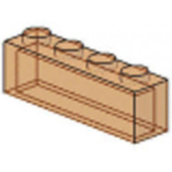Тухличка 1X4 без пинове : {прозрачно флуорисциращо червеникаво оранжев}