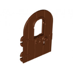 Door 1 x 4 x 6 Round Top with Window and Keyhole, Nonreinforced Edge: {червеникаво-кафяв}