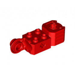 Technic, Brick Modified 2 x 2 with Axle Hole, Rotation Joint Ball Half (Vertical Side), Vertical Axle Hole End (Fist): {ярко червен}