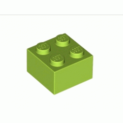 Тухличка 2X2: {ярко жълто-зелен}