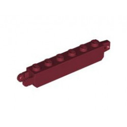 Hinge Brick 1 x 6 Locking with 1 Finger Vertical End and 2 Fingers Vertical End, 9 Teeth: {нов тъмно червен}