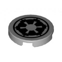 Tile, Round 2 x 2 with SW Imperial Logo Pattern: {умерено каменно сив}