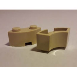 Brick, Round Corner 2 x 2 Macaroni with Stud Notch: {тухлено жълт}