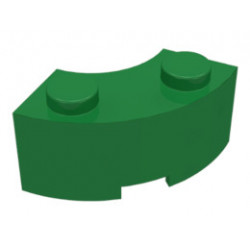 Brick, Round Corner 2 x 2 Macaroni with Stud Notch: {тъмно зелен}