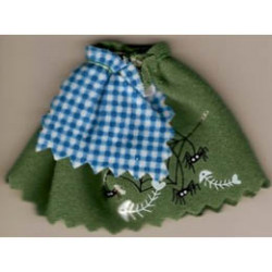 Belville, Clothes Skirt Long, Spiders, Web and Fishbones Pattern with Blue and White Check Apron: {земно зелен}