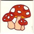 Tile 2 x 2 with Groove with Red Toadstools / Mushrooms Pattern: {бял}
