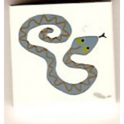 Tile 2 x 2 with Groove with Curled Snake Pattern: {бял}
