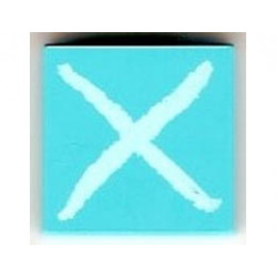 Tile 2 x 2 with Groove with White X Pattern: {гълъбово син}