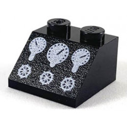 Slope 45 2 x 2 with 3 Gauges and 3 Knobs Pattern : {черен}