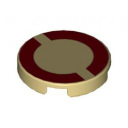 Tile, Round 2 x 2 with Dark Red SW Semicircles Pattern: {тухлено жълт}