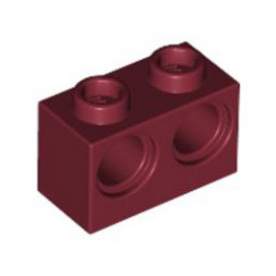 Тухличка 1X2 с 2 отвора Ø 4,87: {нов тъмно червен}