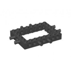 Technic, Brick 6 x 8 Open Center with 2 Fixed Rotatable Friction Pins on 3 Sides: {черен}