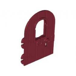 Door 1 x 4 x 6 Round Top with Window and Keyhole, Nonreinforced Edge: {нов тъмно червен}