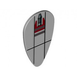 Minifigure, Shield Ovoid with SW Small Rocket at Top Pattern: {умерено каменно сив}