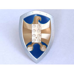 Large Figure Shield, 2 x 4 Brick Relief, Jayko Hawk with Dark Blue and Silver Pattern : {метално пясъчно-жълт}