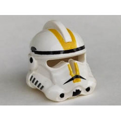 Minifigure, Headgear Helmet SW Clone Trooper Ep.3 Pattern with Yellow Stripes: {бял}