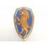 Large Figure Shield, 2 x 4 Brick Relief, Lion with Blue-Violet and Silver Pattern: {червеникаво златист / златен металик}