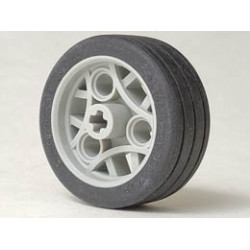Wheel 36.8 x 14 ZR with Axle Hole, 3 Pin Holes, and Black Rubber Tire Glued On: {сив}