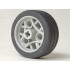 Wheel 36.8 x 14 ZR with Axle Hole, 3 Pin Holes, and Black Rubber Tire Glued On: {сив}