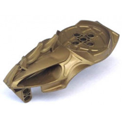 Bionicle Visorak Head with 7 Pin Holes and Axle Hole (Keelerak): {метално пясъчно-жълт}