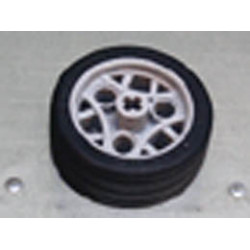 Wheel 36.8 x 14 ZR with Axle Hole, 3 Pin Holes, and Black Rubber Tire Glued On: {умерено каменно сив}