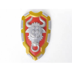 Large Figure Shield, 2 x 2 Brick Relief, Bull with Red and Metallic Gold Pattern: {сребрист}