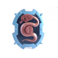 Large Figure Shield, 2 x 2 Brick Relief, Snake with Black and Sand Blue Pattern: {медно метален}