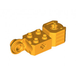 Technic, Brick Modified 2 x 2 with Axle Hole, Rotation Joint Ball Half (Vertical Side), Vertical Axle Hole End (Fist): {огнено жълто-оранжев}