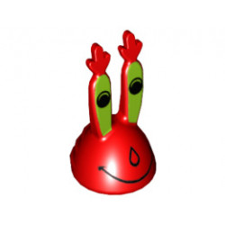 Minifigure, Head Modified Mr. Krabs Pattern: {ярко червен}