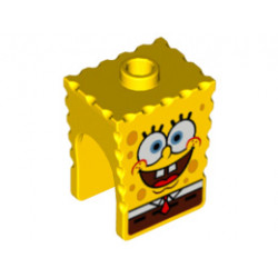 Minifigure, Head Modified SpongeBob SquarePants with Open Smile Pattern: {ярко жълт}