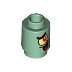 Brick, Round 1 x 1 Open Stud with SpongeBob Plankton Character Pattern: {пясъчно зелен}