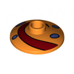 Dish 2 x 2 Inverted (Radar) with Dark Red Swirl and Purple Spots Pattern (Snail Shell): {ярко оранжев}