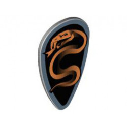 Minifigure, Shield Ovoid with Black and Copper Karzon Snake Pattern: {умерено каменно сив}