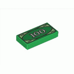 Плоска плочка 1X2, декор. 100: {тъмно зелен}