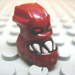 Minifigure, Head Modified Bionicle Piraka Hakann with Eyes and Teeth Pattern: {нов тъмно червен}