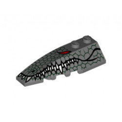 Wedge 6 x 2 Left with Reptile Skin, Red Eye, White Teeth Pattern: {тъмно кафяв}