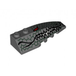 Wedge 6 x 2 Right with Reptile Skin, Red Eye, White Teeth Pattern: {тъмно каменно сив}