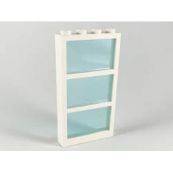 Window 1 x 4 x 6 Frame with 3 Panes, Fixed Glass with Trans-Light Blue Glass: {бял}