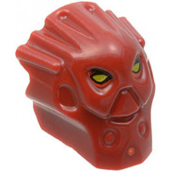 Minifigure, Head Modified Bionicle Inika Toa Jaller Pattern: {нов тъмно червен}